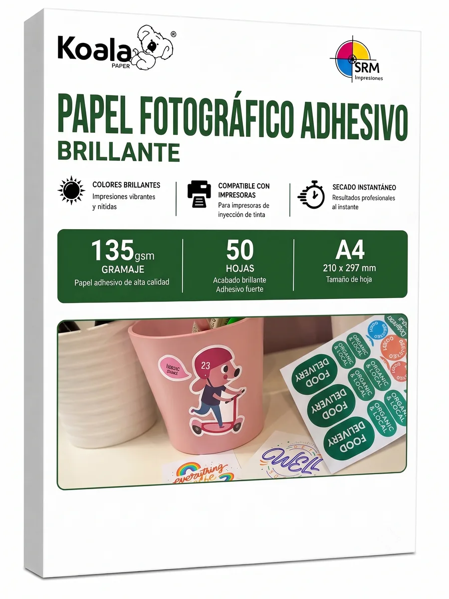 Papel Fotográfico Adhesivo Brillante 135g