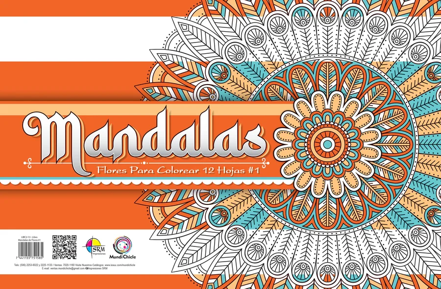 Mandalas Flores #1 (LIBC2-13) — Mandala floral detallada para relajación, concentración y arte.