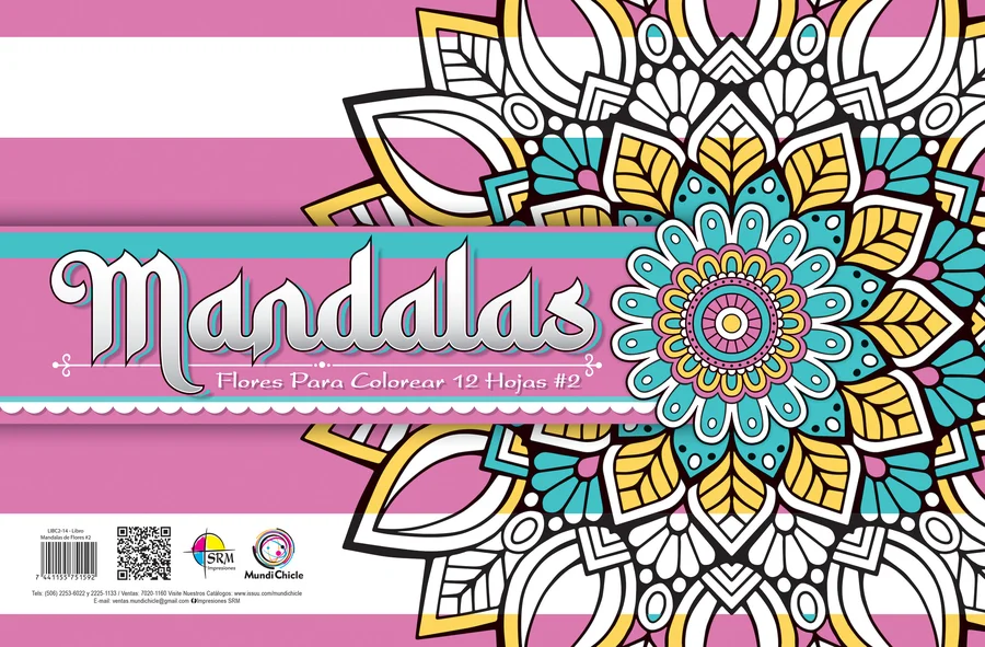 Mandalas Flores #2 (LIBC2-14) — Mandala floral detallada para relajación, concentración y arte.