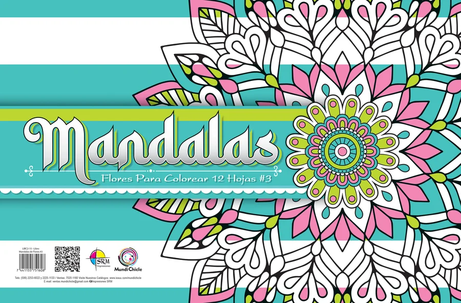 Mandalas Flores #3 (LIBC2-15) — Mandala floral detallada para relajación, concentración y arte.