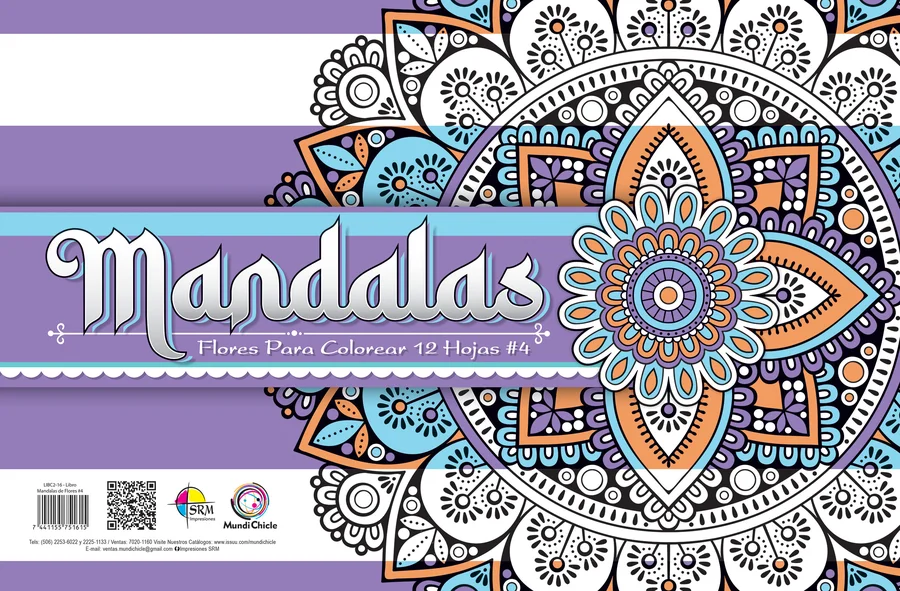 Mandalas Flores #4 (LIBC2-16) — Mandala floral detallada para relajación, concentración y arte.