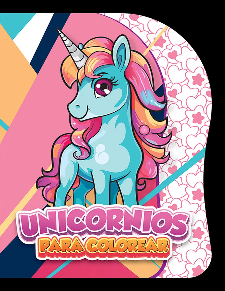 Unicornios Troquelado (LIBCT-03) — Libro de colorear con formas troqueladas en siluetas de unicornios.