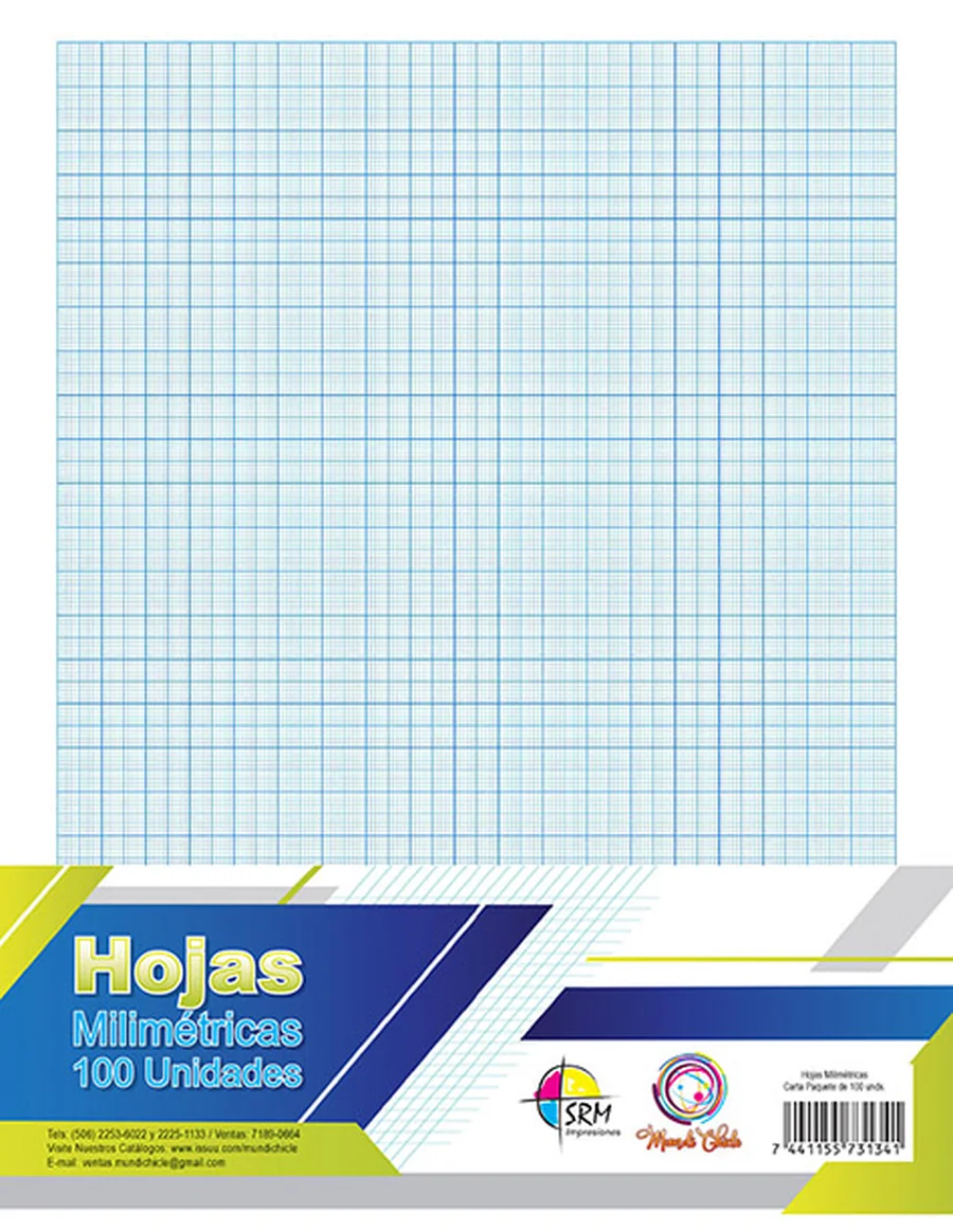Paquete Hojas Milimétricas — Hojas sueltas milimetradas para dibujo de precisión.