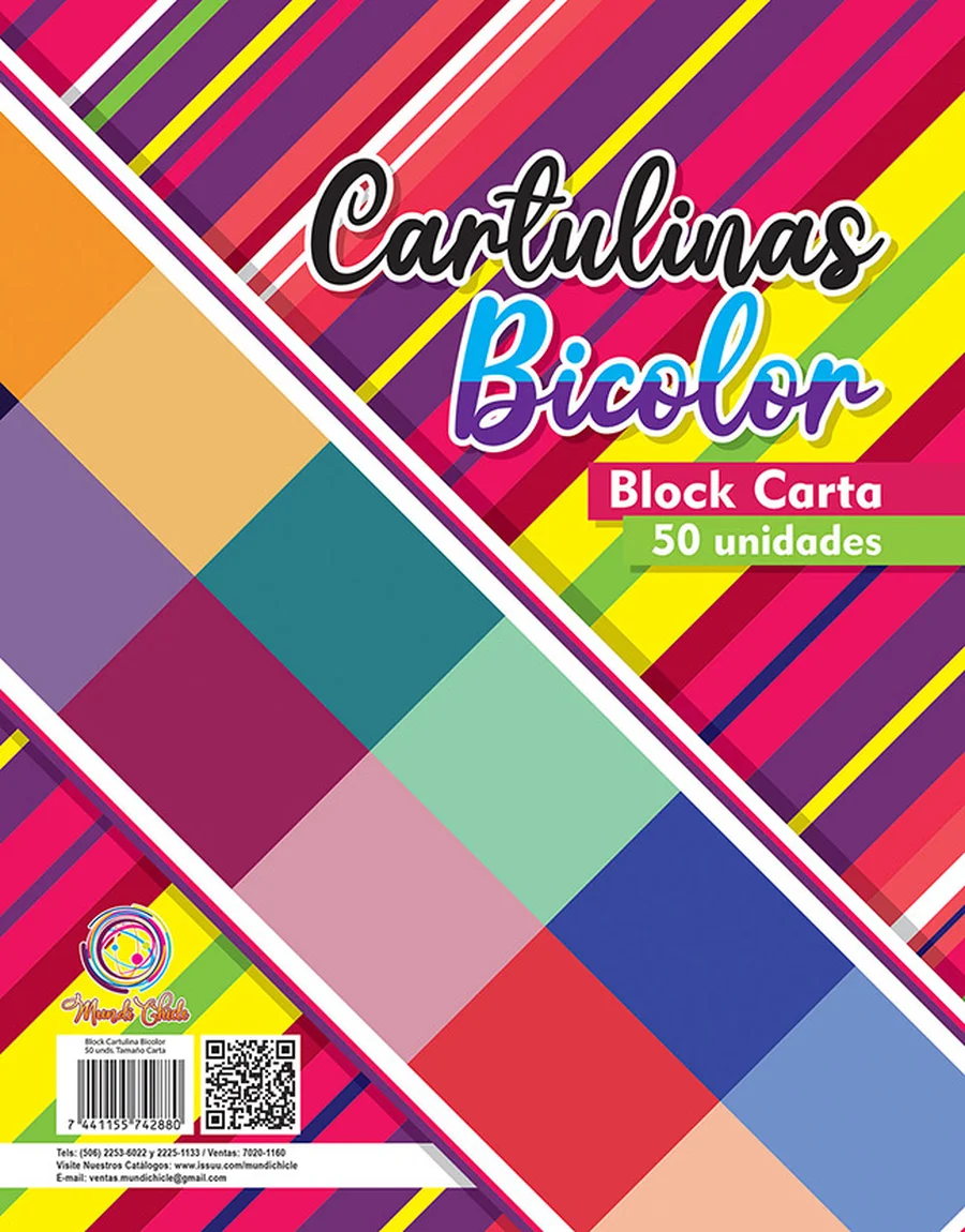 Block Estampado Bicolor — Block de cartulina estampada tamaño carta, diseño "Bicolor", ideal para manualidades, forrado de cuadernos y proyectos escolares.