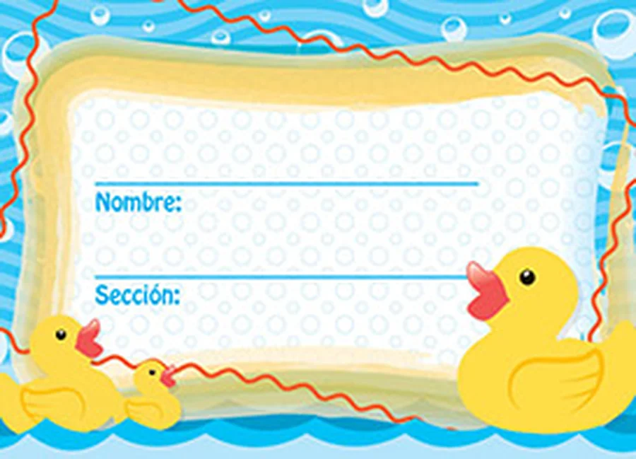 Gafete Escolar Patitos — Gafete escolar decorativo con diseño de patitos, ideal para identificación de estudiantes.