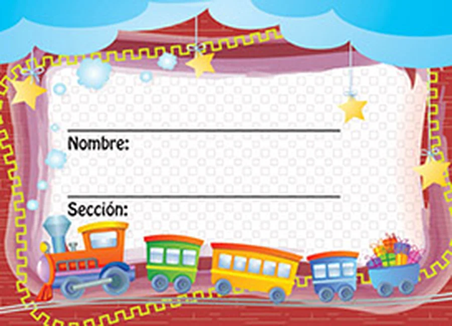 Gafete Escolar Trencito — Gafete escolar decorativo con diseño de trencito, ideal para identificación de estudiantes.