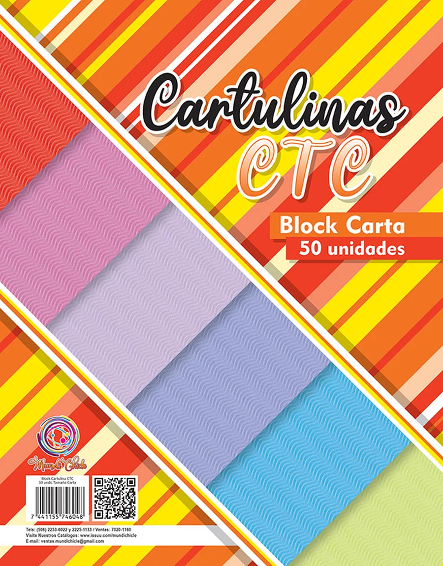 Block Estampado CTC — Block de cartulina estampada tamaño carta, diseño "CTC", ideal para manualidades, forrado de cuadernos y proyectos escolares.