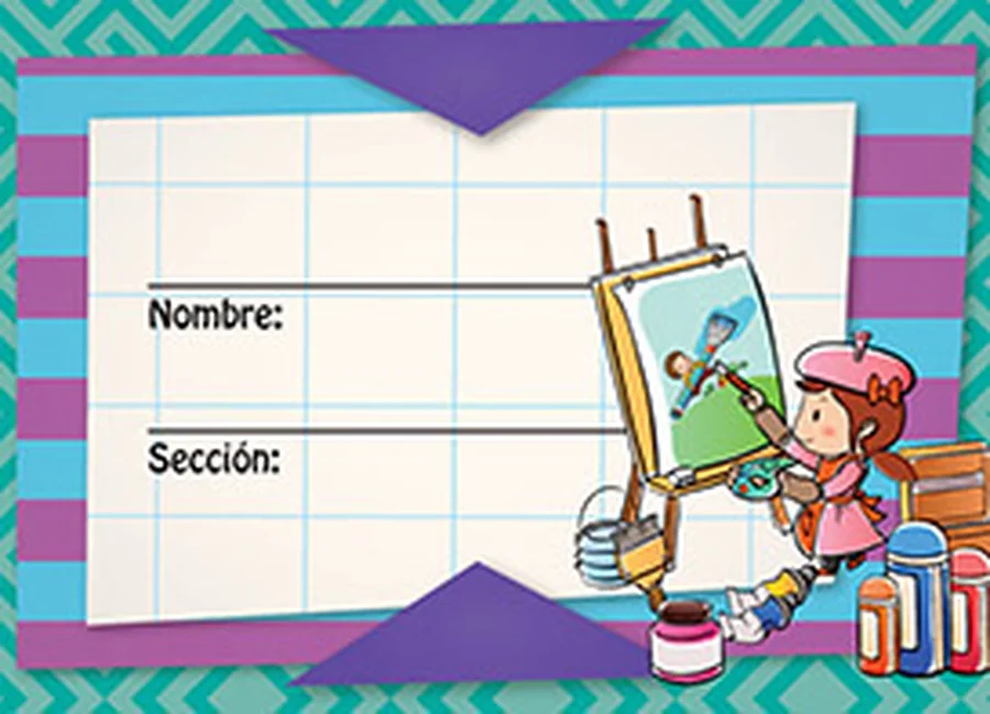Gafete Escolar Pintando — Gafete escolar decorativo con diseño de pintando, ideal para identificación de estudiantes.