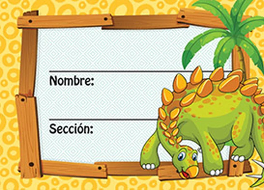 Gafete Escolar Dinosaurio — Gafete escolar decorativo con diseño de dinosaurio, ideal para identificación de estudiantes.