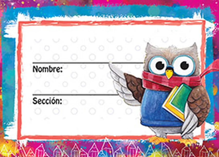 Gafete Escolar Buho — Gafete escolar decorativo con diseño de buho, ideal para identificación de estudiantes.