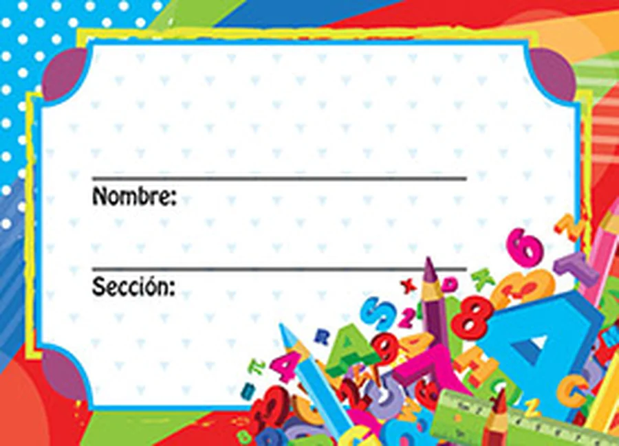 Gafete Escolar Numeros — Gafete escolar decorativo con diseño de numeros, ideal para identificación de estudiantes.