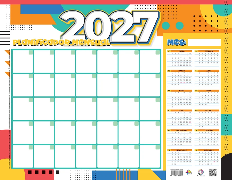 Planificador de Escritorio PLANGRNU 07 — Planificador de escritorio para organización de tareas y pendientes.