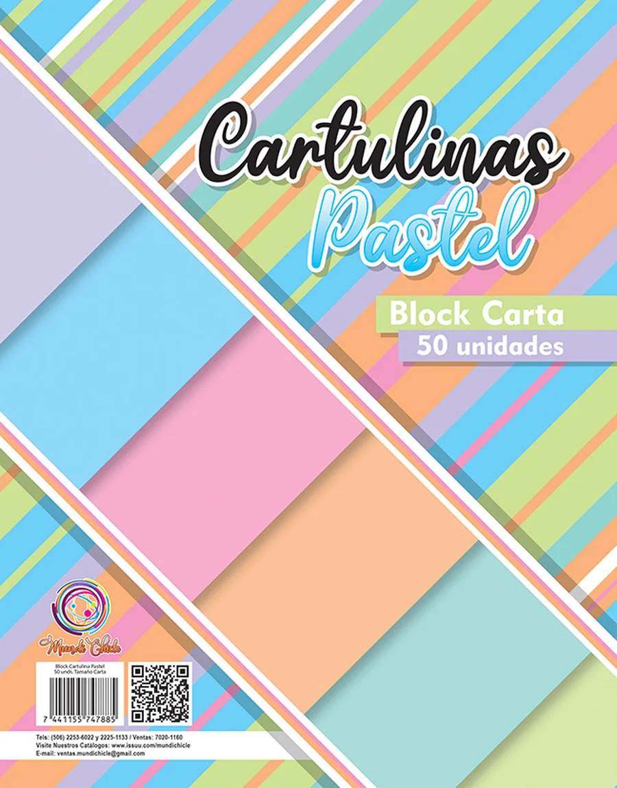 Block Estampado Pastel — Block de cartulina estampada tamaño carta, diseño "Pastel", ideal para manualidades, forrado de cuadernos y proyectos escolares.