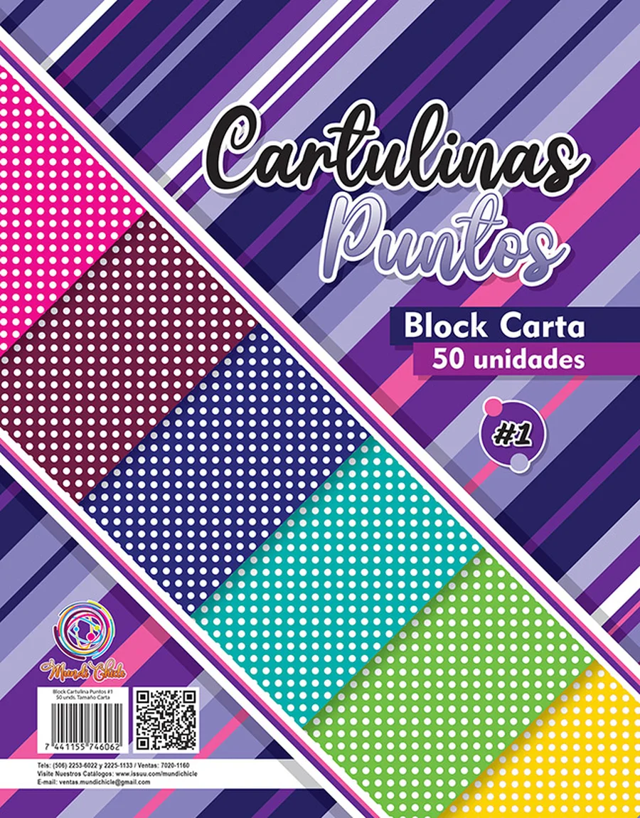 Block Estampado Puntos #1 — Block de cartulina estampada tamaño carta, diseño "Puntos #1", ideal para manualidades, forrado de cuadernos y proyectos escolares.