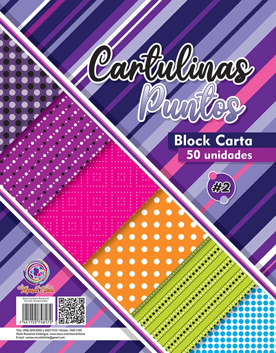 Block Estampado Puntos #2 — Block de cartulina estampada tamaño carta, diseño "Puntos #2", ideal para manualidades, forrado de cuadernos y proyectos escolares.
