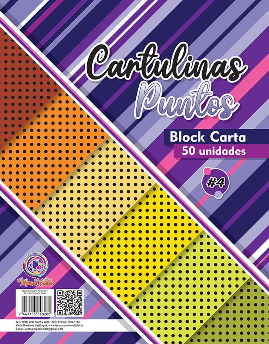 Block Estampado Puntos #4 — Block de cartulina estampada tamaño carta, diseño "Puntos #4", ideal para manualidades, forrado de cuadernos y proyectos escolares.