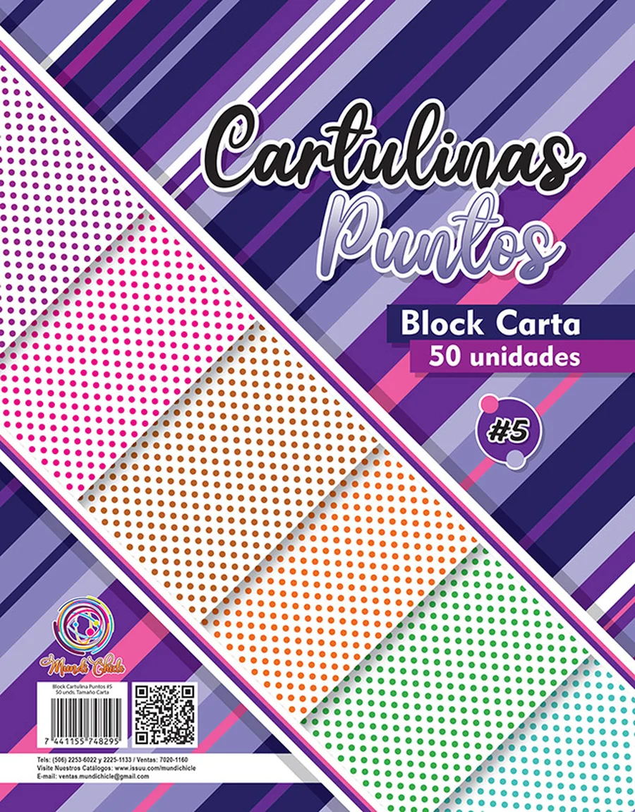 Block Estampado Puntos #5 — Block de cartulina estampada tamaño carta, diseño "Puntos #5", ideal para manualidades, forrado de cuadernos y proyectos escolares.
