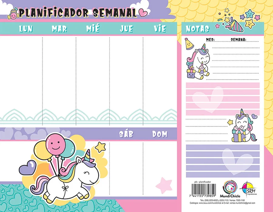 Planificador Semanal Carta PLS-18 — Planificador semanal tamaño carta para organización de tareas y pendientes.