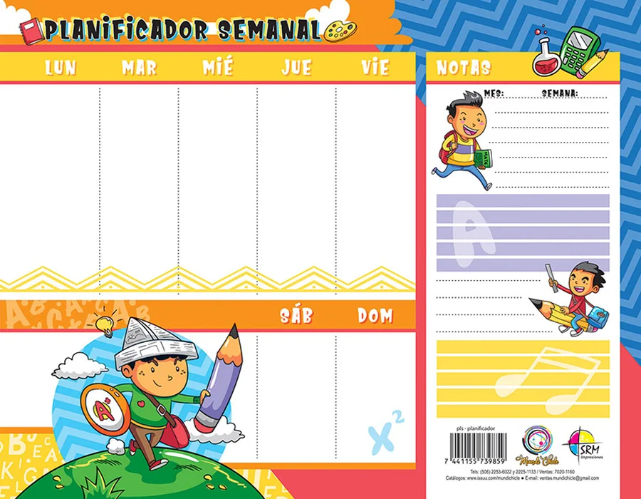 Planificador Semanal Carta PLS-20 — Planificador semanal tamaño carta para organización de tareas y pendientes.