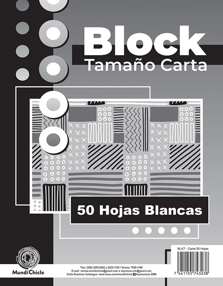 Block Carta BLK07 — Block de hojas tamaño carta, diseño BLK07.