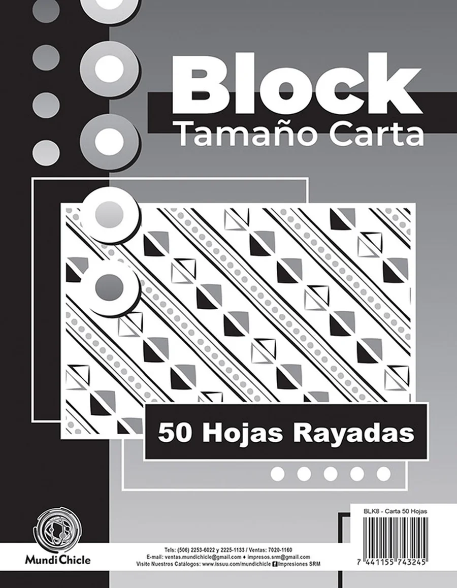 Block Carta BLK08 — Block de hojas tamaño carta, diseño BLK08.
