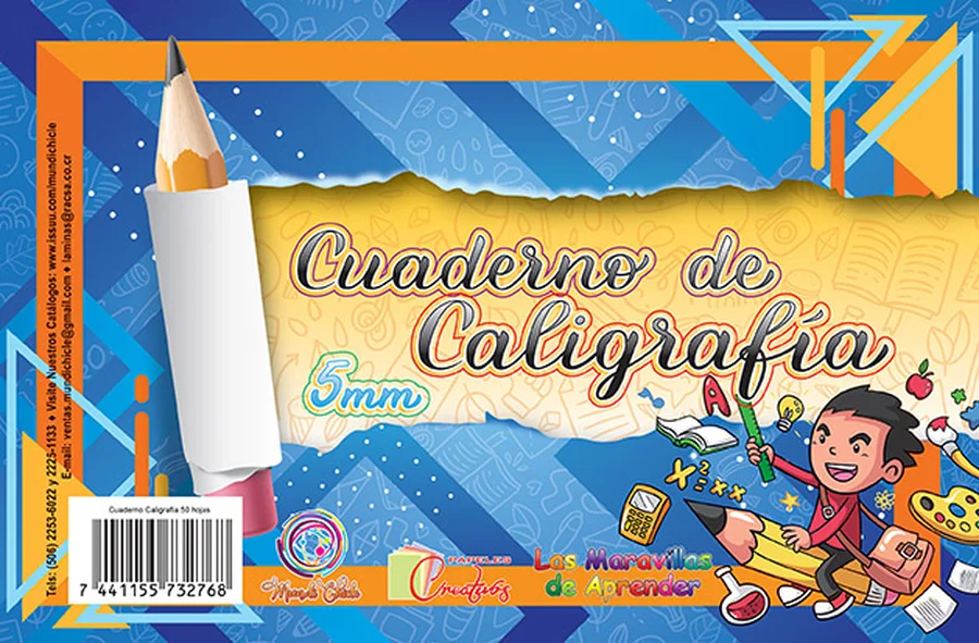 Caligrafía 5mm Media Carta CAL 07 — Cuaderno de caligrafía de 5mm, tamaño media carta, para practicar letra cursiva.