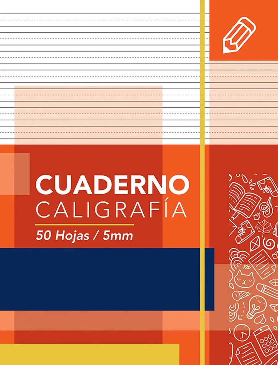 Caligrafía 5mm Carta 02 — Cuaderno de caligrafía de 5mm, tamaño carta, para practicar letra cursiva.