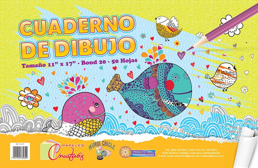 Cuaderno de Dibujo 11x17 CD07 — Hojas en blanco de gramaje superior para bocetos y dibujo libre, tamaño 11x17.