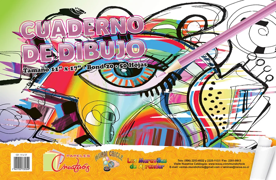Cuaderno de Dibujo 11x17 CD15 — Hojas en blanco de gramaje superior para bocetos y dibujo libre, tamaño 11x17.
