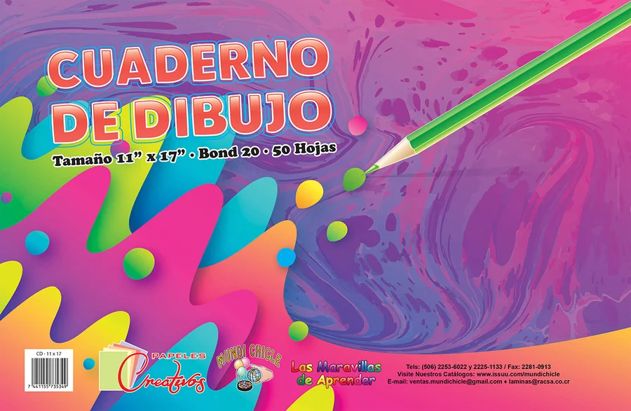 Cuaderno de Dibujo 11x17 CD16 — Hojas en blanco de gramaje superior para bocetos y dibujo libre, tamaño 11x17.
