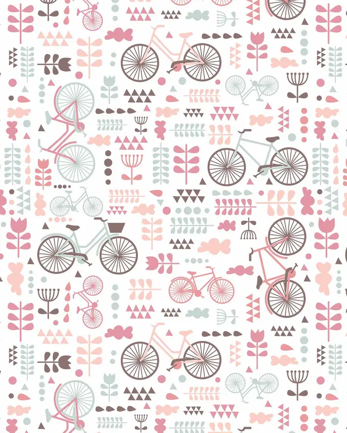 Bicicletas y Flores — Papel de regalo con motivo de bicicletas y flores, perfecto para envolver cualquier regalo.