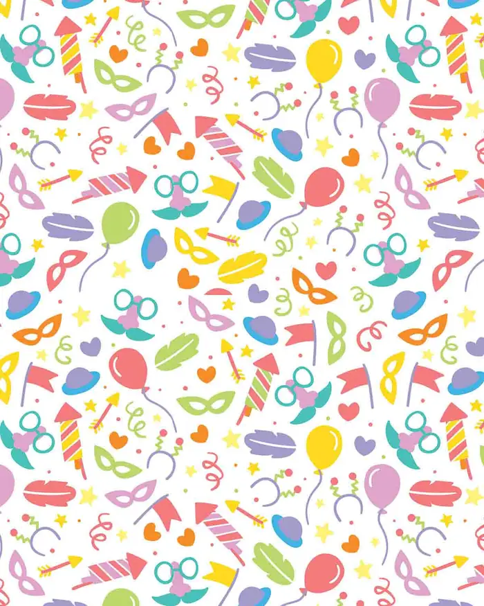 Fiesta Variada — Papel de regalo con motivo de fiesta variada, un diseño versátil para tu negocio.