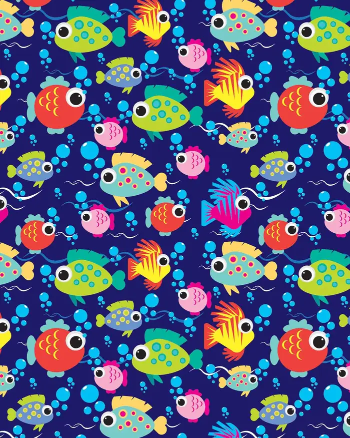 Peces Coloridos — Papel de regalo con motivo de peces coloridos, un diseño versátil para tu negocio.