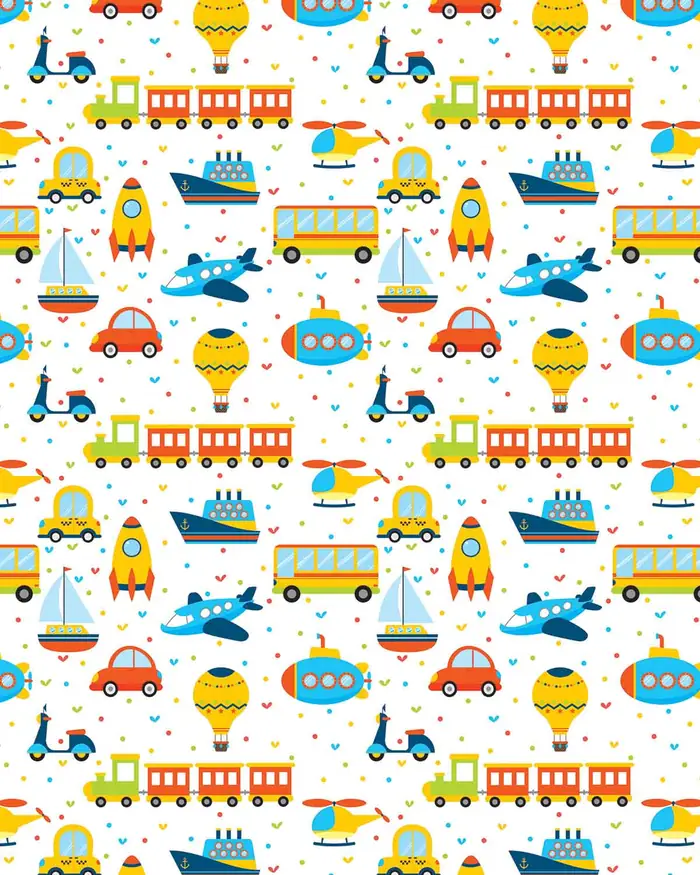 Vehiculos y Puntos — Papel de regalo con motivo de vehiculos y puntos, disponible en nuestra colección de papel de regalo.