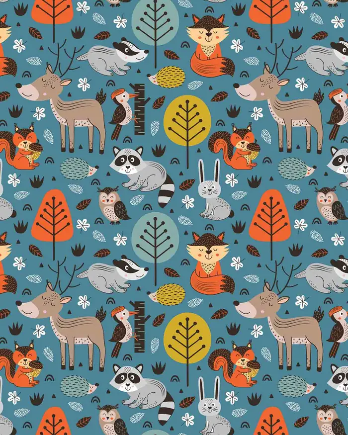 Animalitos de Otoño — Papel de regalo con motivo de animalitos de otoño, perfecto para envolver cualquier regalo.