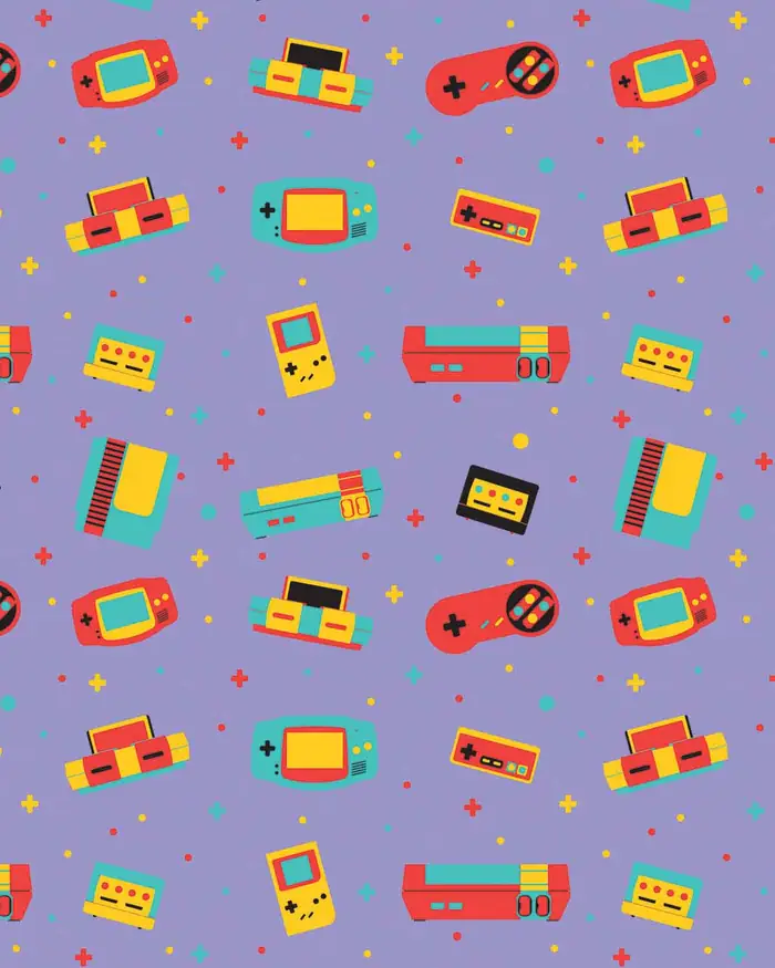 Retro Consolas — Papel de regalo con motivo de retro consolas, disponible en nuestra colección de papel de regalo.
