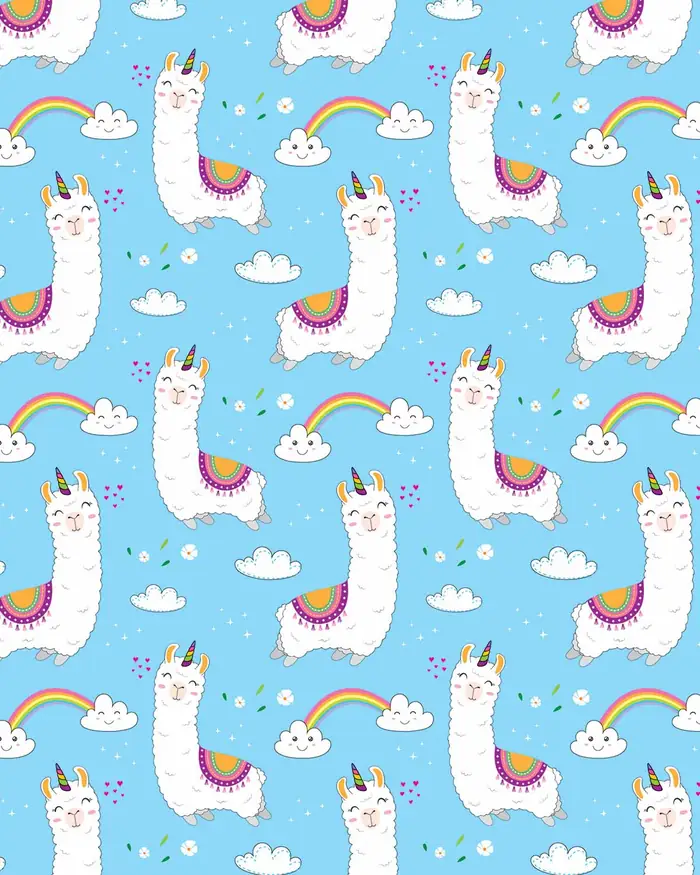 Alpacas y Arcoiris — Papel de regalo con motivo de alpacas y arcoiris, pensado para destacar en tu vitrina.