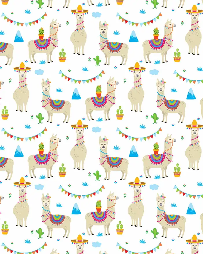 Alpacas de Fiesta — Papel de regalo con motivo de alpacas de fiesta, ideal para regalos de toda ocasión.