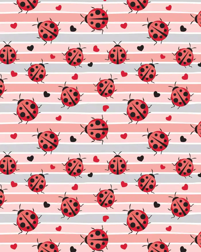 Mariquitas y Corazones — Papel de regalo con motivo de mariquitas y corazones, perfecto para envolver cualquier regalo.