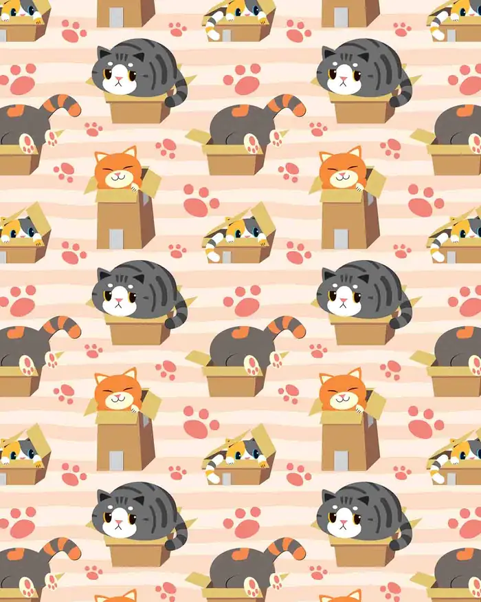 Gatos y Cajas — Papel de regalo con motivo de gatos y cajas, disponible en nuestra colección de papel de regalo.