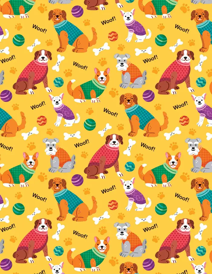 Perritos — Papel de regalo con motivo de perritos, un diseño versátil para tu negocio.