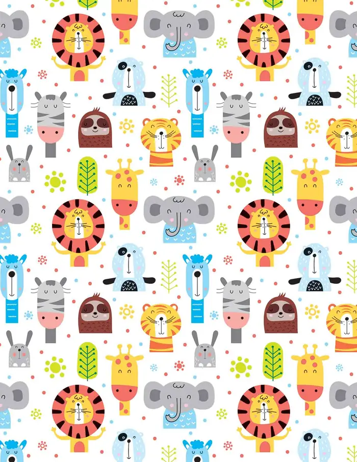 Animales Cabezones — Papel de regalo con motivo de animales cabezones, pensado para destacar en tu vitrina.