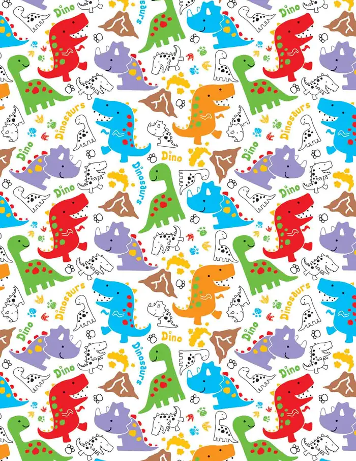 Dinos y Garabatos — Papel de regalo con motivo de dinos y garabatos, ideal para regalos de toda ocasión.
