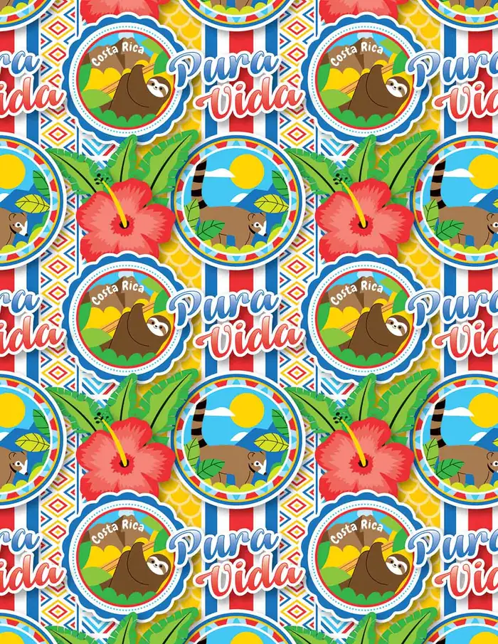 Stickers de Costa Rica 02 — Papel de regalo con motivo de stickers de costa rica 02, ideal para regalos de toda ocasión.