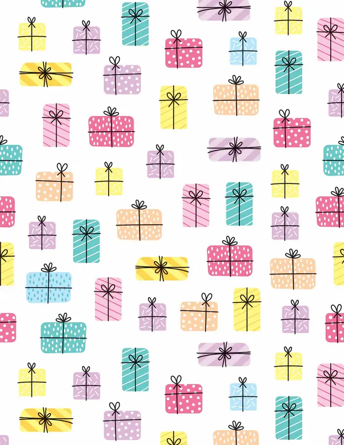 Cajitas de Regalo — Papel de regalo con motivo de cajitas de regalo, disponible en nuestra colección de papel de regalo.