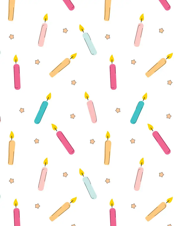 Candelitas y Estrellas — Papel de regalo con motivo de candelitas y estrellas, ideal para regalos de toda ocasión.