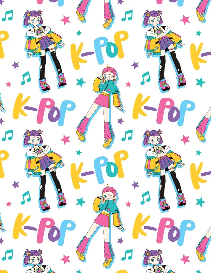 K-Pop Girls — Papel de regalo con motivo de k-pop girls, perfecto para envolver cualquier regalo.