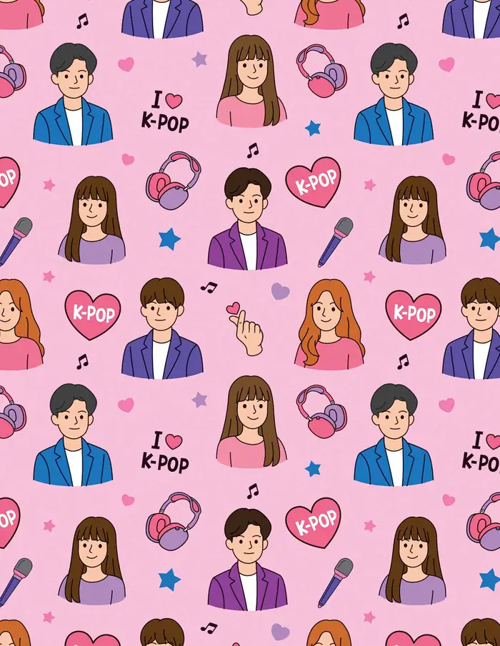 K-Pop Love — Papel de regalo con motivo de k-pop love, un diseño versátil para tu negocio.