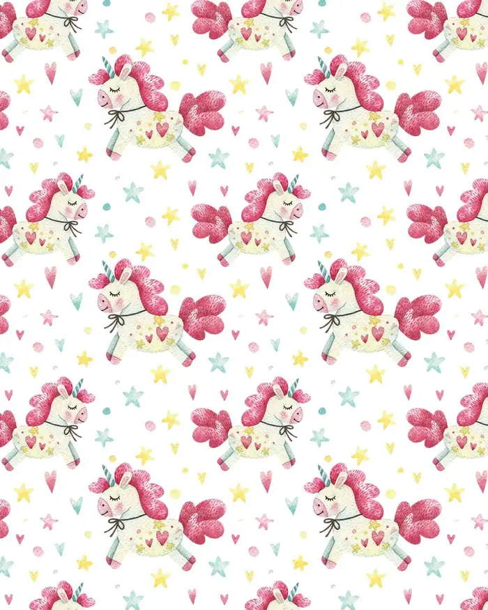 Corazones y Unicornio — Papel de regalo con motivo de corazones y unicornio, ideal para regalos de toda ocasión.