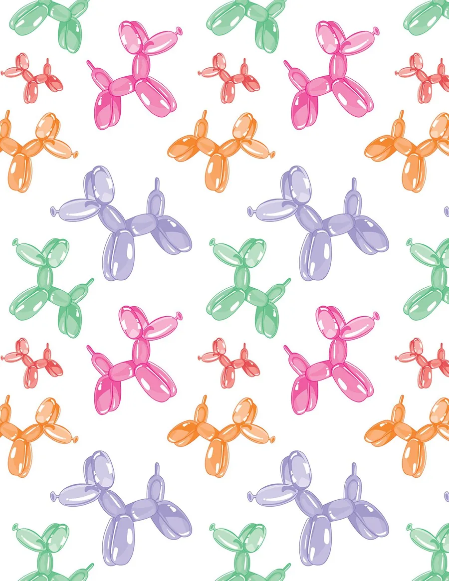 Globos de Perritos — Perritos de globo en varios colores sobre fondo blanco. Fiesta infantil.